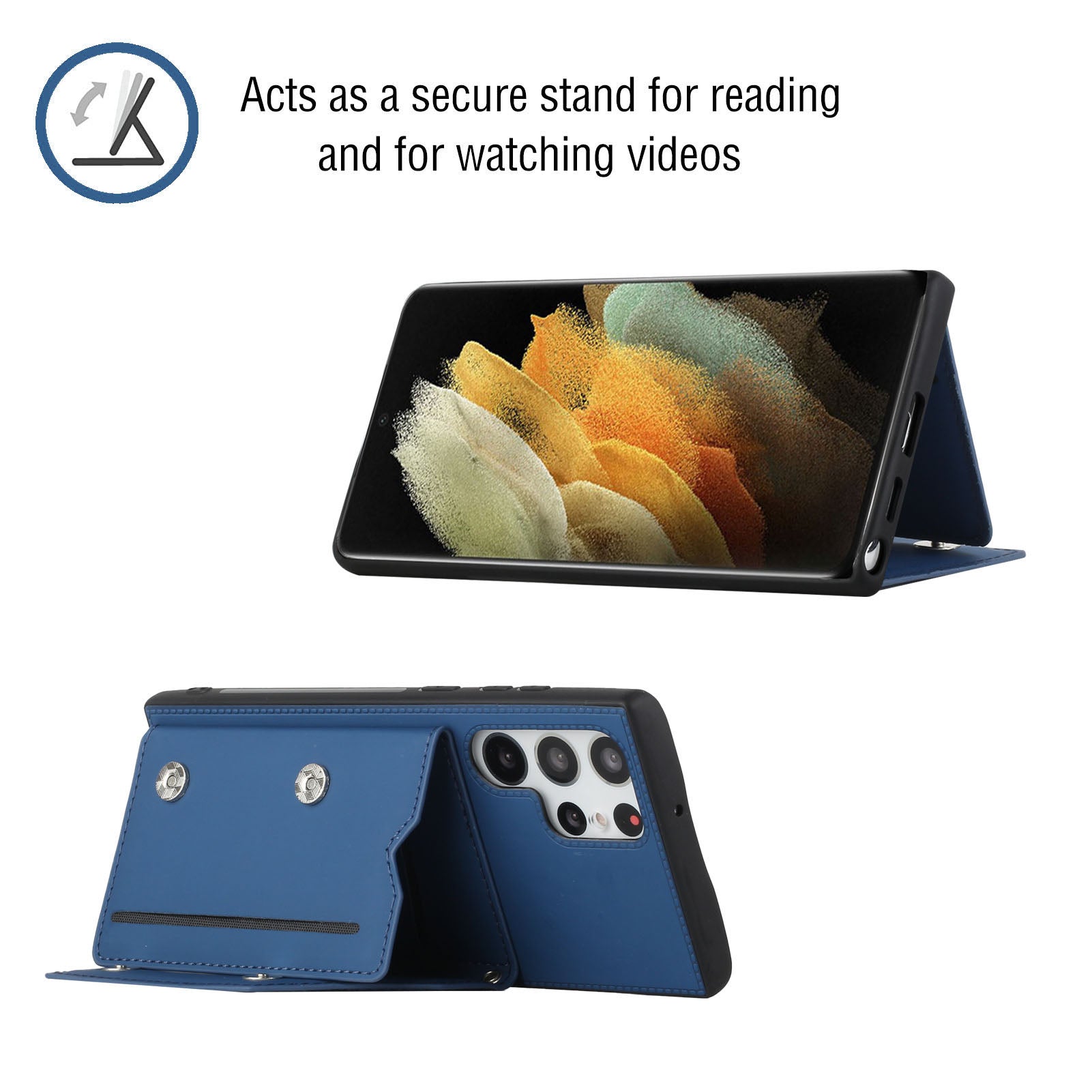YB Leather Coating Series-2 for Samsung Galaxy S23 Ultra Kickstand Card Holder Phone Case PU Leather Coated TPU Cover with Strap YB Leather Coating Series-2 for Samsung Galaxy S23 Ultra Kickstand Card Holder Phone Case PU Leather Coated TPU Cover with Strap